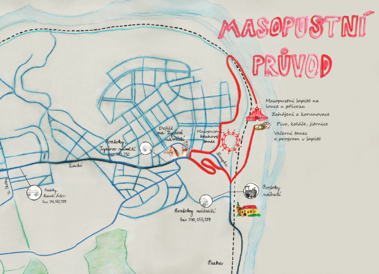 masopust Roztoky mapa