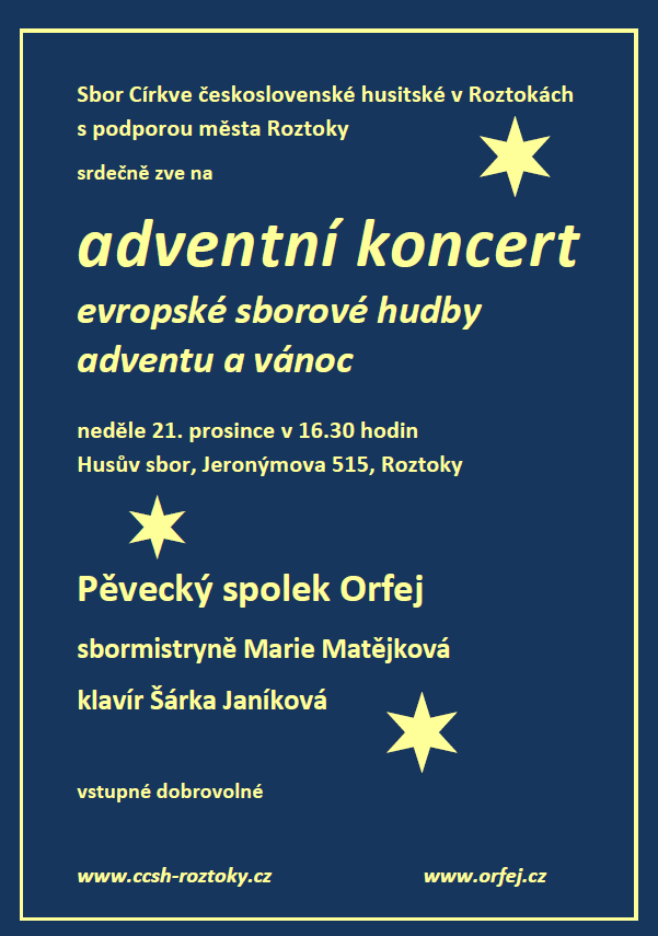 advetní koncert Husův sbor Roztoky 2025