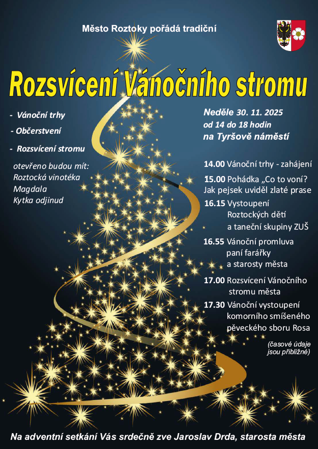 rozsvícení vánočního stromu Roztoky 2025