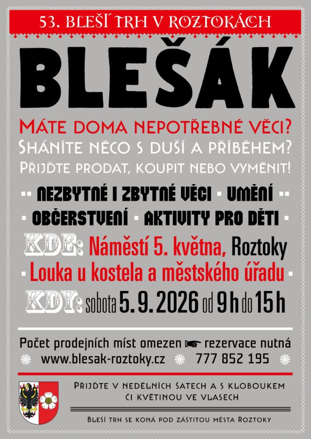 blešák v&nbsp;roztokách září 2026
